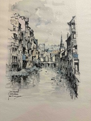 Urban Waterscape Painting - 'La Vesdre Verviers'