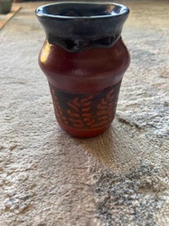 Studio Pottery Vase with Botanical Etching