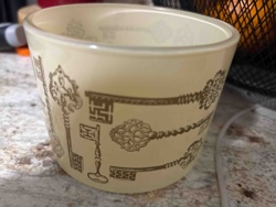 Vintage Milk Glass Key-Patterned Tumbler or Small Planter