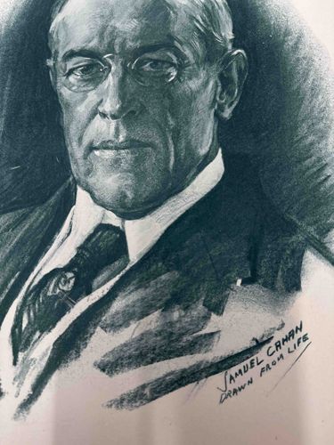 Woodrow Wilson 'Drawn from Life' charcoal portrait by Samuel Cahan
