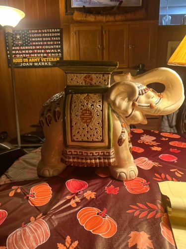 Ceramic Elephant Pedestal/Side Table
