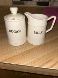 White Ceramic Sugar and Creamer Set