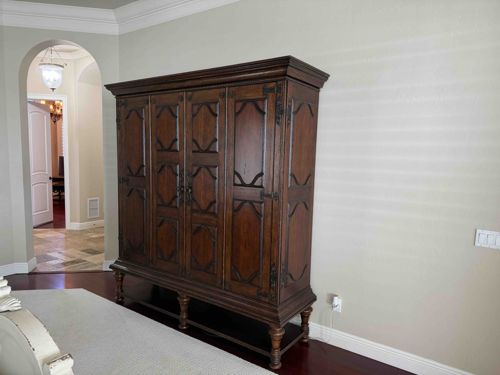 Spanish Colonial Revival Large Oak Armoire