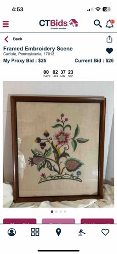 Framed Botanical Embroidery Scene