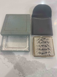 Vintage Snakeskin Pattern Compact Powder Case with Presentation Box and Pouch