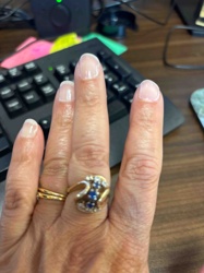 Gold-Toned Gemstone Cluster Ring with Sapphires and Diamonds