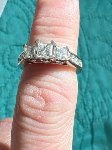 14kt White Gold Three-Stone Princess Cut and Channel Set Diamond Ring