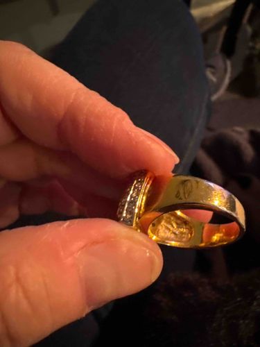 Gold and Pavé Diamond Cigar-Band Ring