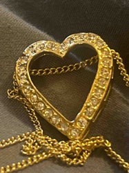 Gold-Toned Rhinestone Heart Necklace