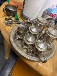 Silver-Plated Tea and Coffee Service Set with Serving Tray