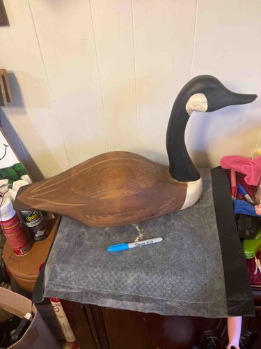 Carved Wooden Canada Goose Decoy/Sculpture