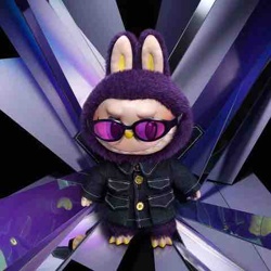 Purple Bunny-Hooded Plushie with Black Jacket and Purple Sunglasses