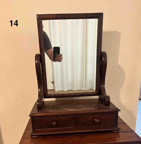 Empire Style Mahogany Tabletop Dressing Mirror with Drawers