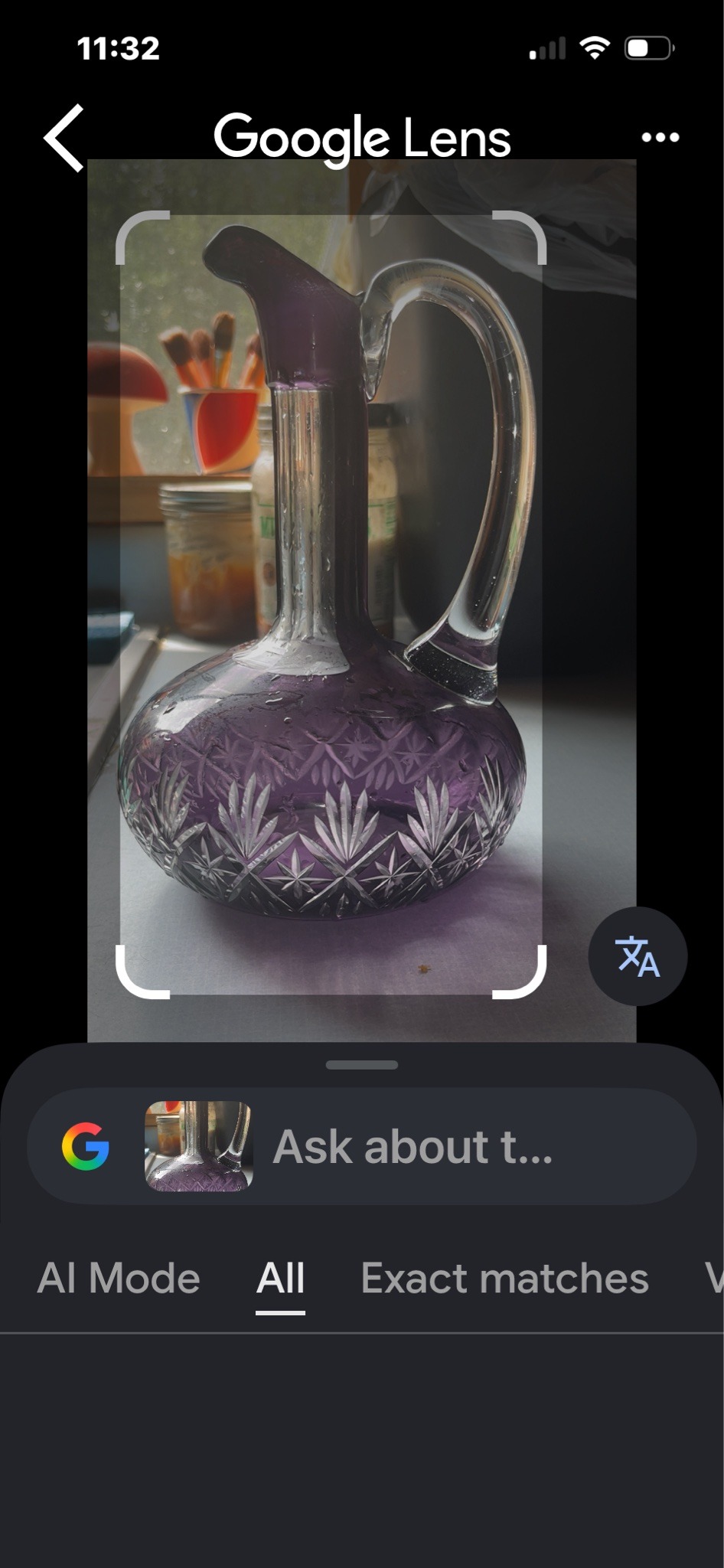 Submitted photo of Cut glass claret jug