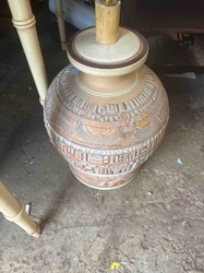 Vintage Incised Ceramic Table Lamp Base