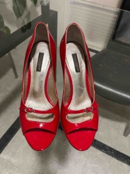 Dolce & Gabbana Red Patent Leather Peep-Toe Pumps