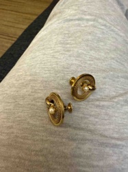 Gold-toned Cuff Links with Faux Pearl