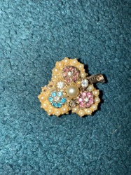 Vintage Faux Pearl and Rhinestone Brooch