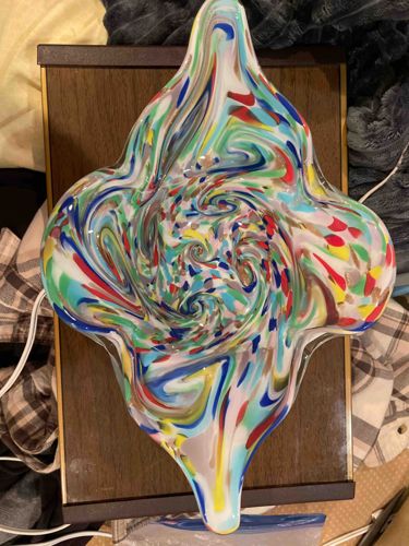 Multi-Colored Swirl Art Glass Centerpiece Bowl