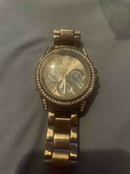 Guess Gold-Tone Pave Bezel Multi-Function Watch