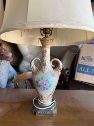 Vintage Ornate Ceramic Table Lamp with Rose Motif