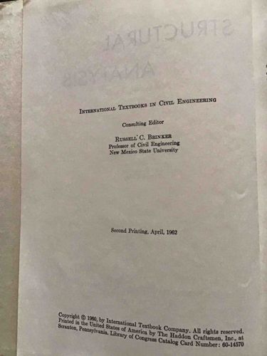 Structural Analysis (Second Printing, April 1962)