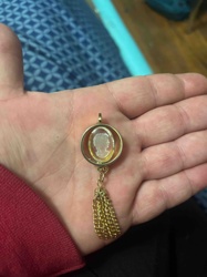 Gold-Toned Cameo Tassel Pendant