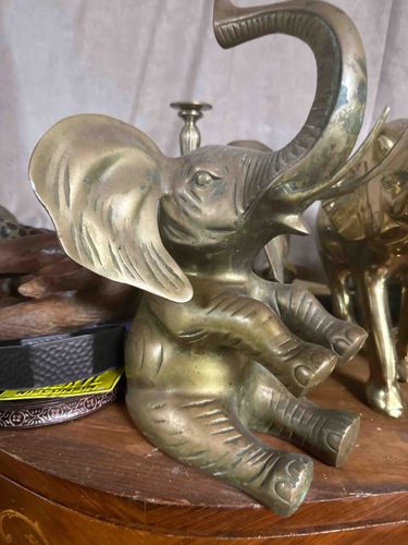 Brass Elephant Candlestick Holder