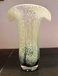 Teleflora Blown Glass Lily-Shaped Vase, Speckled Design