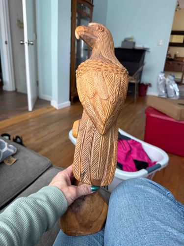 Hand-Carved Wooden Eagle Figurine