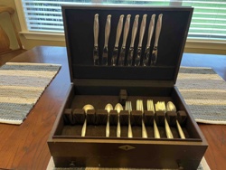 Sterling Silver Flatware Set in Wooden Canteen