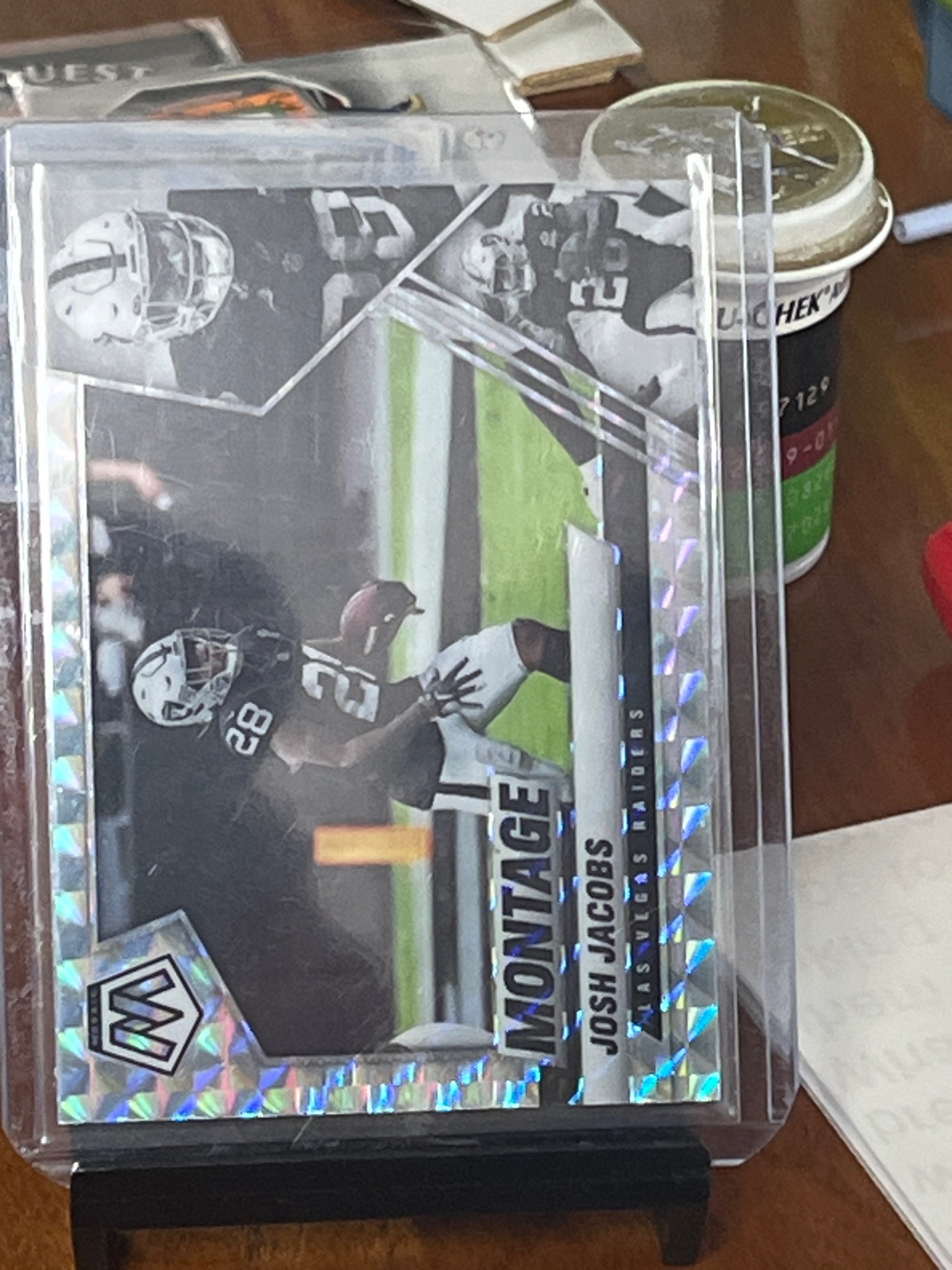 2020 Panini Mosaic Josh Jacobs 'Montage' Silver Mosaic Prizm Trading Card