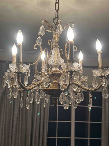 Vintage Crystal and Brass Chandelier