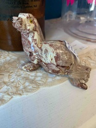 Carved Variegated Stone Seal Figurine