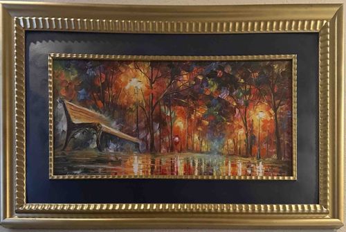 Impressionistic Night Park Scene Framed Artwork