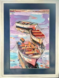 Colorful Boats Abstract Seascape Painting