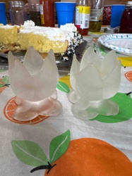 Frosted Glass Lotus Candle Holders