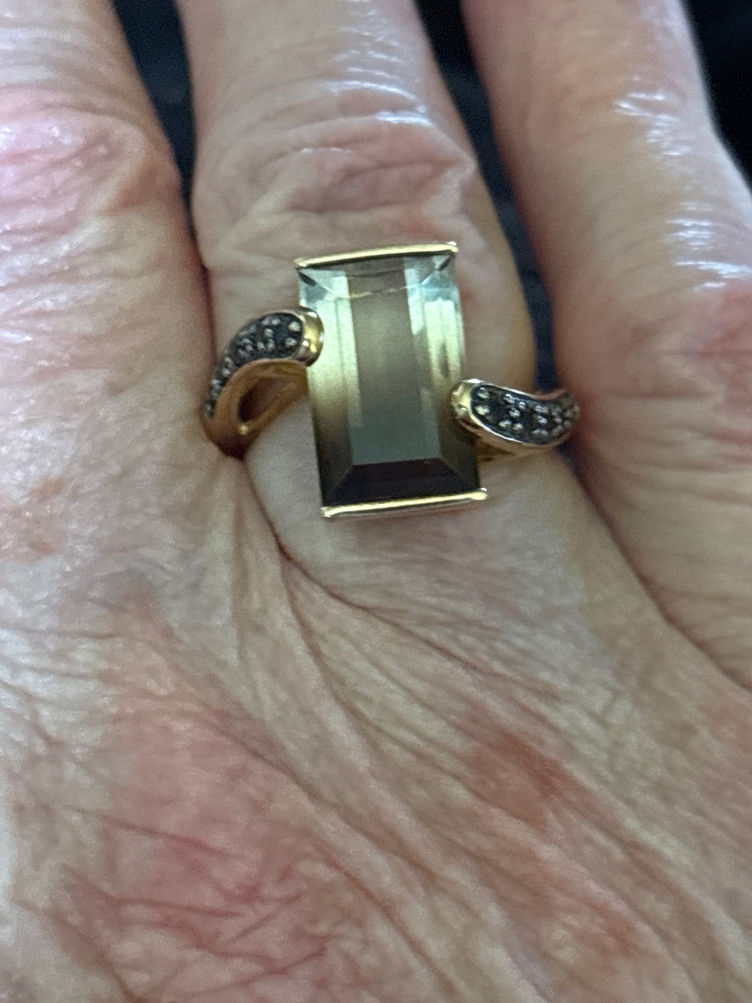 Submitted photo of Gold and Green Tourmaline Bypass Ring