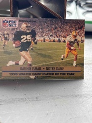 1990 Pro Set Raghib Ismail Notre Dame Walter Camp Player of the Year Football Card