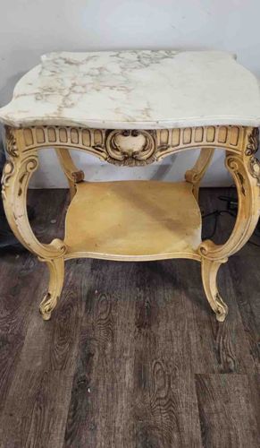 Vintage Marble-Top Side Table