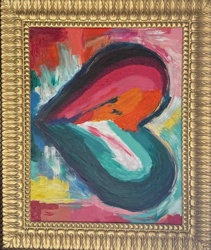 Abstract Expressionist Painting of a Stylized Heart/Lip