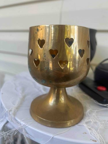 Brass Heart Cutout Votive or Tealight Candle Holder