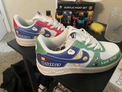 Custom Hand-Painted Super Mario Bros. Themed Nike Air Force 1 Sneakers