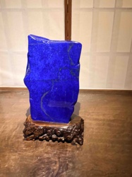Lapis Lazuli Specimen on Carved Wooden Stand