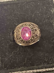 1978 Woburn Memorial High School 10K Gold Class Ring with Pink Gemstone