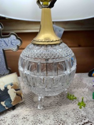 Vintage Cut Glass and Brass Table Lamp