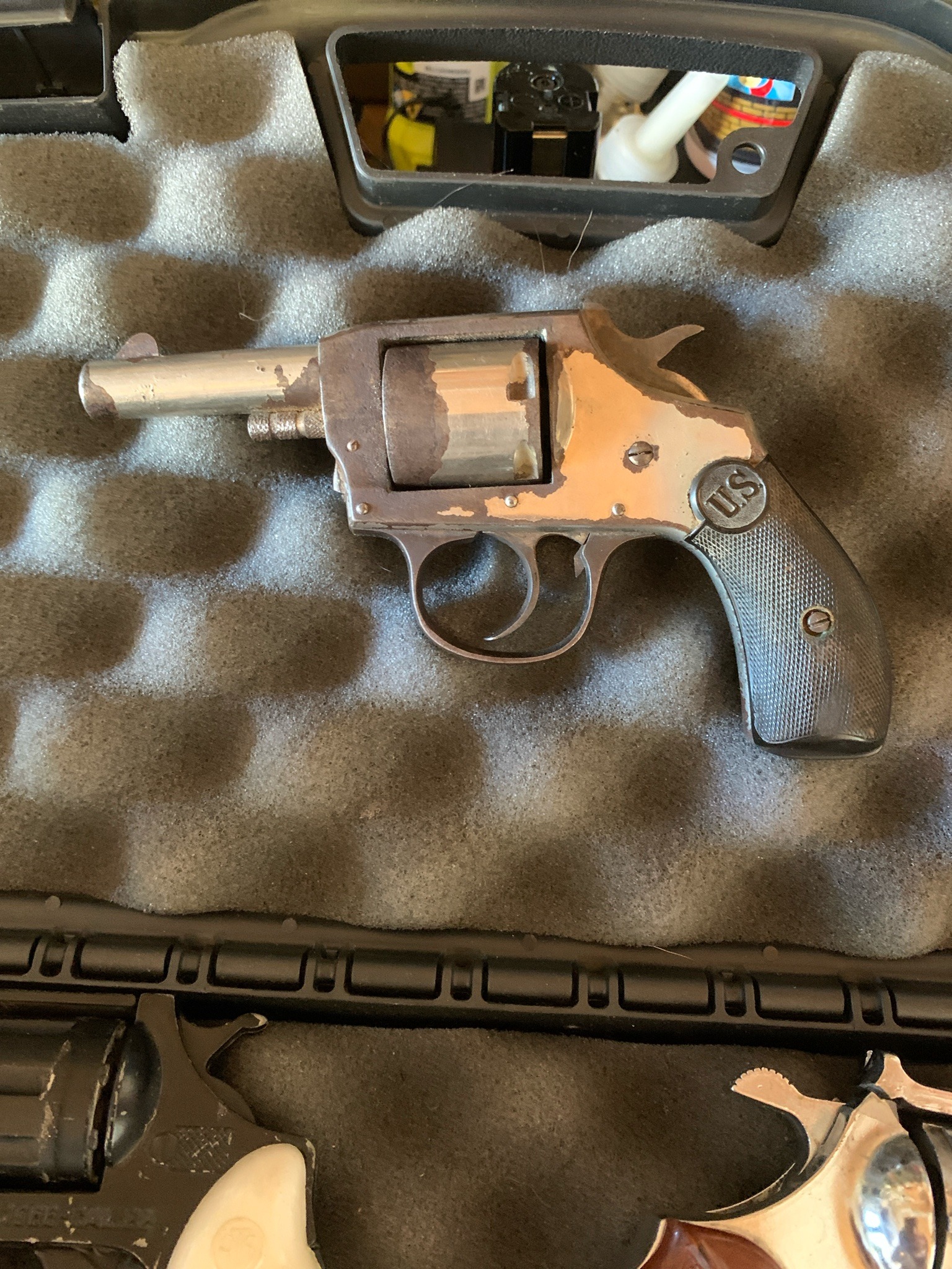 Submitted photo of Vintage double-action revolver, stylistically consistent with United States Arms Co. models