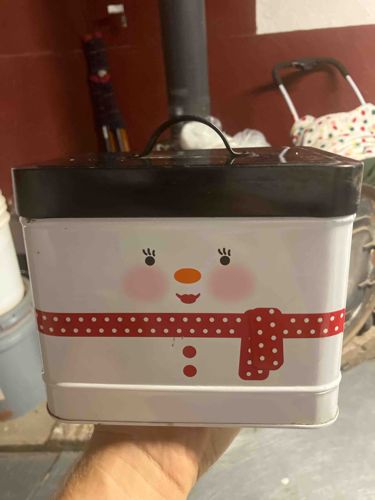 Snowman Decorative Tin Container