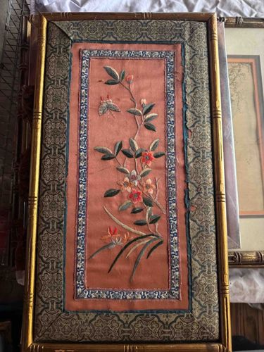 Antique Framed Chinese Silk Embroidery Panel
