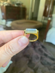 Gold-Toned Ring with Rectangular Cabochon Moonstone